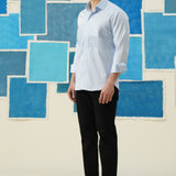 Pintuck Elegance – Light Blue Giza Cotton Shirt