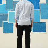 Pintuck Elegance – Light Blue Giza Cotton Shirt