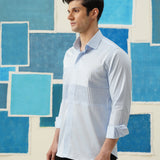 Pintuck Elegance – Light Blue Giza Cotton Shirt