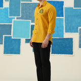 Leaf Impression – Hand-Printed Giza Cotton Shirt