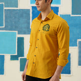 Leaf Impression – Hand-Printed Giza Cotton Shirt