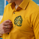 Leaf Impression – Hand-Printed Giza Cotton Shirt