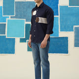 Geometric Harmony – Embroidered Giza Cotton Shirt