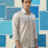 Pastel Stripes – Embroidered Giza Cotton Shirt