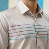 Pastel Stripes – Embroidered Giza Cotton Shirt