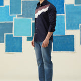 Wave Crest – Embroidered Patchwork Giza Cotton Shirt
