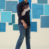 Wave Crest – Embroidered Patchwork Giza Cotton Shirt