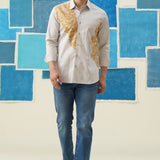 Golden Harmony – Giza Cotton Patch Work Shirt