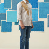 Golden Harmony – Giza Cotton Patch Work Shirt