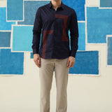 Geometric Blaze – Embroidered Giza Cotton Shirt