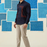 Geometric Blaze – Embroidered Giza Cotton Shirt