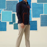 Geometric Blaze – Embroidered Giza Cotton Shirt