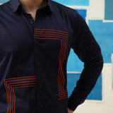 Geometric Blaze – Embroidered Giza Cotton Shirt