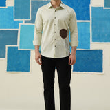 Abstract Circles – Patchwork & Digital Print Giza Cotton Shirt