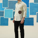 Abstract Circles – Patchwork & Digital Print Giza Cotton Shirt