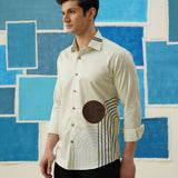 Abstract Circles – Patchwork & Digital Print Giza Cotton Shirt