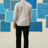 Leaf Embrace – Hand-Embroidered Patchwork Giza Cotton Shirt