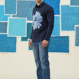 Floral Elegance – Hand-Painted Giza Cotton Shirt