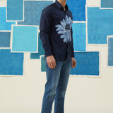 Floral Elegance – Hand-Painted Giza Cotton Shirt