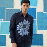 Floral Elegance – Hand-Painted Giza Cotton Shirt