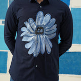 Floral Elegance – Hand-Painted Giza Cotton Shirt
