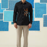 Wild Majesty – Tiger Embroidered Giza Cotton Shirt