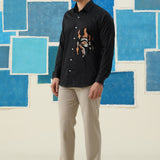 Wild Majesty – Tiger Embroidered Giza Cotton Shirt