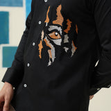 Wild Majesty – Tiger Embroidered Giza Cotton Shirt