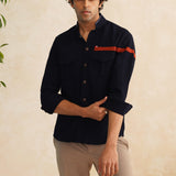 VASNAM NAVY BLUE CASUAL NIRVANA SHIRT