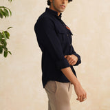 VASNAM NAVY BLUE CASUAL NIRVANA SHIRT