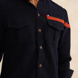 VASNAM NAVY BLUE CASUAL NIRVANA SHIRT