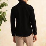 Midnight Line-Japanese Black Shirt with Burgundy Slash