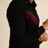Midnight Line-Japanese Black Shirt with Burgundy Slash