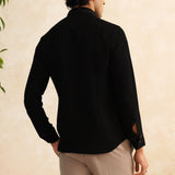 Crown Black – Black embroidered designer shirt for men