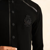 Crown Black – Black embroidered designer shirt for men