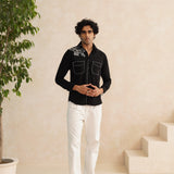 Noir Bloom – Black designer embroidery shirt