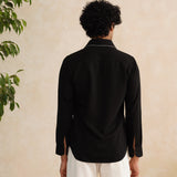 Noir Bloom – Black designer embroidery shirt