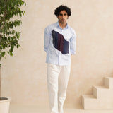 Indigo Crest – Embroidered Designer Shirt