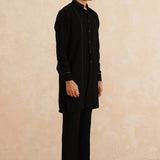 NoirEdge – Japanese Fabric with Leather Detailing Kurta