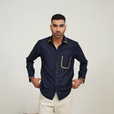 NAVY BLUE EMBROIDERED SHIRT