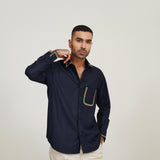 NAVY BLUE EMBROIDERED SHIRT