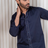 Dark blue thread detailing shirt