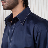 Dark blue thread detailing shirt