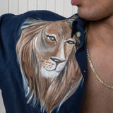 Lion face hand painted shirt