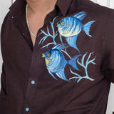 Funky fish hand painted shirt