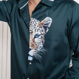 Tiger face teal green shirt