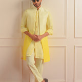 ombre shrug with silk kurta & pants