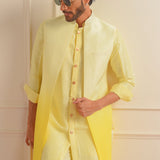 ombre shrug with silk kurta & pants