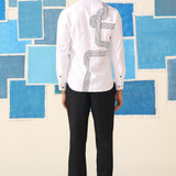 Linear Flow Embroidered White Shirt