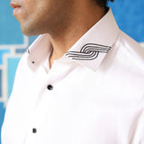 Linear Flow Embroidered White Shirt